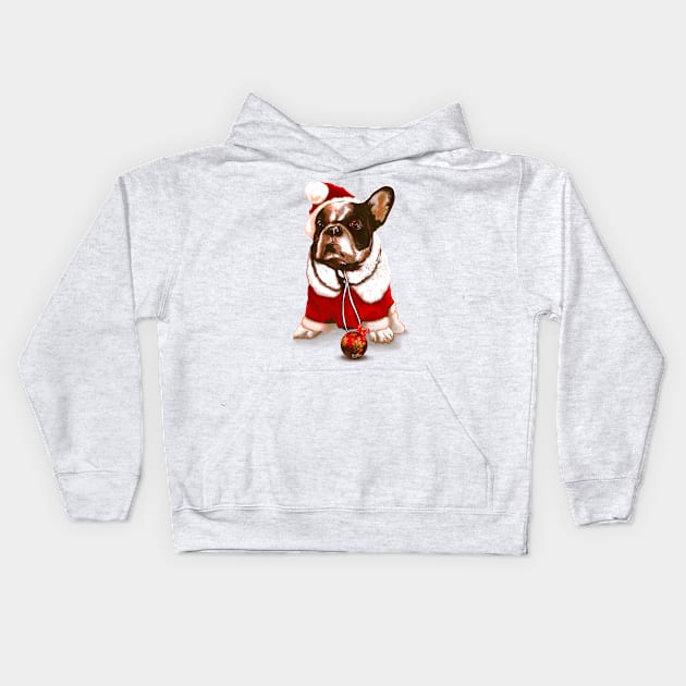 CHRISTMAS FRENCH BULLDOG Kids Hoodie by miskel